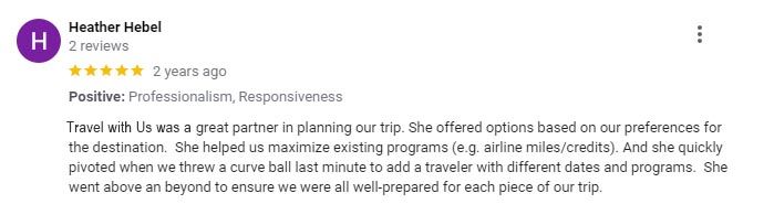Travel with Us Testimonial