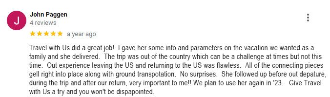 Travel with Us Testimonial
